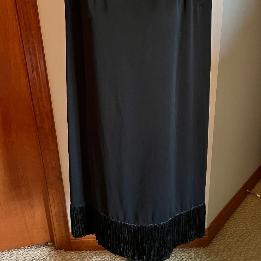 NWT Harve' Benard Long/Tall Black skirt with fringe, Office, Neutral, Size 10